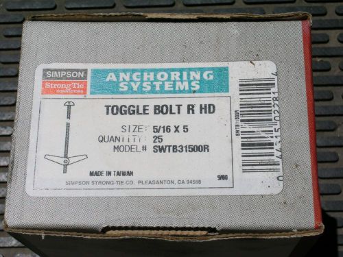 Simpson strong-tie 5/16&#034; x 5&#034; swtb31500r (qty 25) toggle bolt r hd phillips head for sale