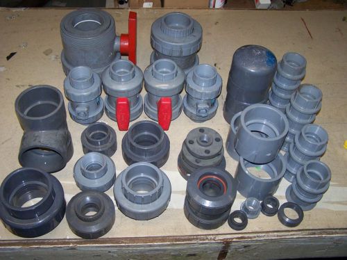 Misc. ball valves, check valves, unions, couplings for sale