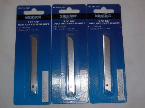 Mintcraft 3/8&#034; Snap Off Knife Blades 5 Pack, 3 Packs 15 blades #098-7107