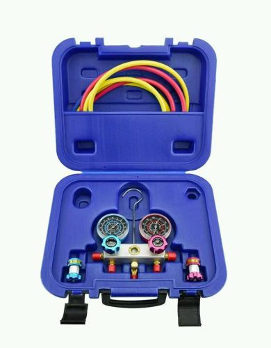 A/c manifold gauge set | r134a hvac colored hose air conditioner aluminum brass for sale