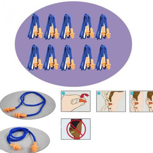 10* noise reducer hearing protection earplugs corded soft silicone for sale