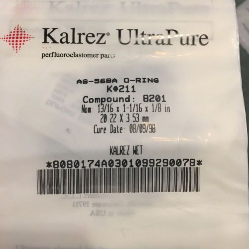 Kalrez UltraPure O-Ring AS-568A K# 211 Compound 8201 Nom 13/16 x 1-1/16 x 1/8 in