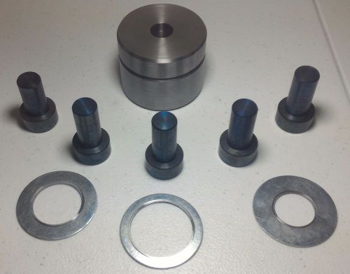 Coin ring center punch 3/8, 7/16, 1/2, 9/16, 5/8 punches and 3 spacers. for sale