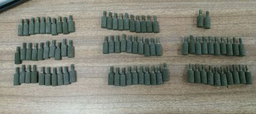 Set of  82 mounted grinding stones with a 1/2&#039;&#039; long x 1/8&#039;&#039; wide threaded shank for sale