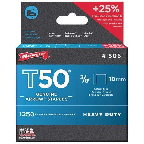 Arrow Fastener 506 Genuine T50 3/8-Inch Staples, 1250-Pack