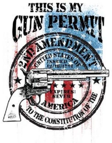 Gun Permit 2nd Amendment HEAT PRESS TRANSFER for T Shirt Sweatshirt Fabric 739r