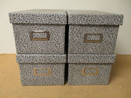 LOT OF 4 AMBERG INDEX / BUSINESS CARD FILING BOX! PAPER WRAPPED ~ VINTAGE LOOK~