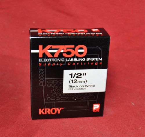 NEW Kroy K750 PN: 2526604 Black on White 1/2&#034;x26&#039; Supply Cartridge Label Tape  C