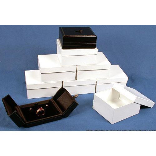 6 black ring &amp; earring snap lid gift boxes 3 1/2&#034; for sale