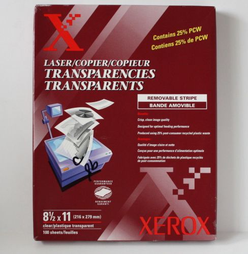 Xerox  laser Transparency Film 100 Count 8.5x11 3R3108 with Removable Stripe