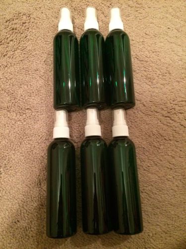 6 green 4oz mist mister spray pump bottles lot empty NEW