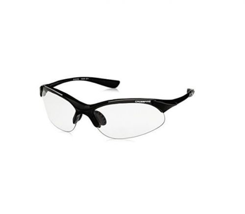 Crossfire 1524 Cobra Shiny Black Frame Safety Sunglasses with Clear Lenses