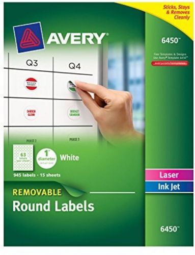 Avery Removable Round Labels, 1-Inch Diameter, White, Pack Of 945 (6450)