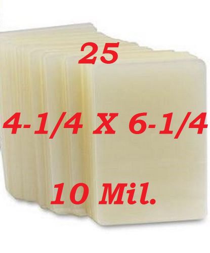Laminating laminator pouches sheets photo 4.25 x 6.25  25- each 10 mil for sale