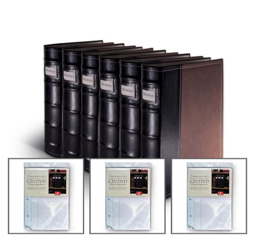Bellagio-italia brown leather cd/dvd binder 6 pack with 24 bonus insert sheets for sale