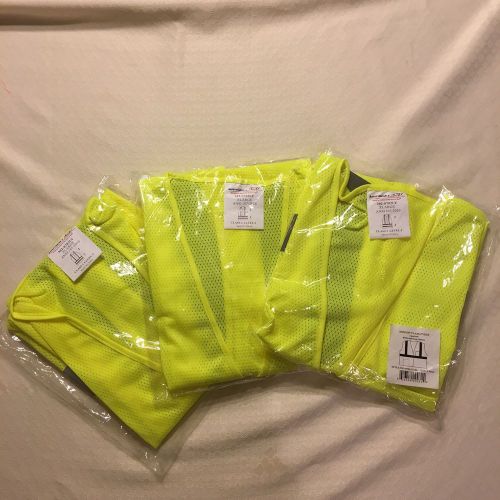 3) PIP Safety Vests 302-702-LY/XL Class2 LeveL2 Traffic Hunting ConstructionXL