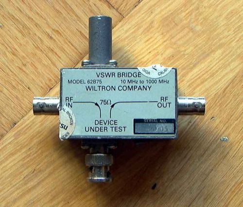 WILTRON 62B75 VSWR bridge 10-1000 MHz 75 Ohms