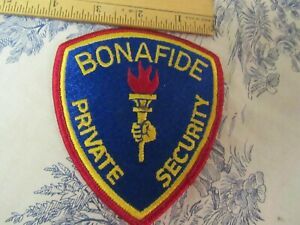 Vtg. Bonafide Private Security Embroidered Shoulder Patch