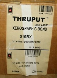 Thruput Xerographic 20lb Bond 34&#034; x 650ft x 3&#034; Core  Paper Roll