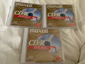 3- Maxell CD-R Music 74 min Gold for Audio Recording Compact Disc Recordable