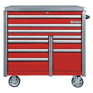 WESTWARD 49NR88 Rolling Tool Cabinet, Red,Ind Prem Duty