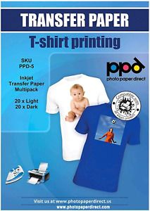 PPD Inkjet Iron-On Mixed Light and Dark Transfer Paper LTR 8.5X11&#034; - Pack of 40