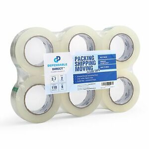 Packstrong Industrial Grade Clear Packing Tape (6 Rolls) - 110 Yards per Rolle