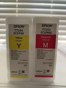 Epson SureColor F2000 F2100 DTG Printer Yellow &amp; Magenta Ink 600ml T7254 T7253 