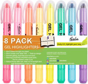 Feela Bible Safe Gel Highlighter Study Kit (8 Bright Colors) Free Shipping New