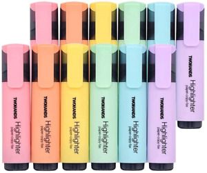 TWOHANDS Highlighter,Chisel Tip Marker Pen,6 Assorted Pastel Colors, for Adults