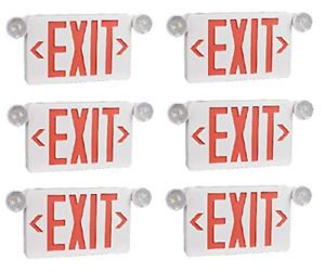 Ciata Ultra Bright LED Decorative Red Exit Sign &amp; Emergency Light Combo with Red