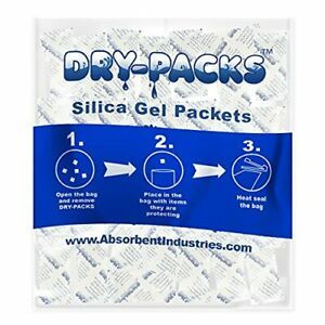 Dry-Packs Industries Silica Gel in Cotton Dehumidifier Absorbs Moisture 5 Gra...