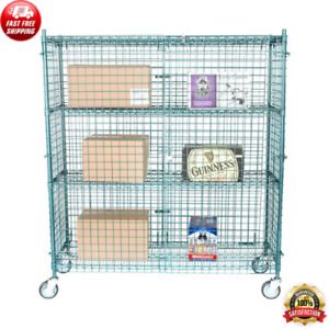 NSF Mobile Green Wire Security Cage Kit 4 Shelves 18 x 60 x 69 inch