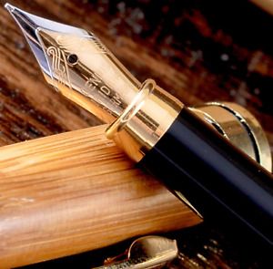 MONAGGIO Gorgeous Bamboo Fountain Pen made of Luxury Wood with Refillable Wooden