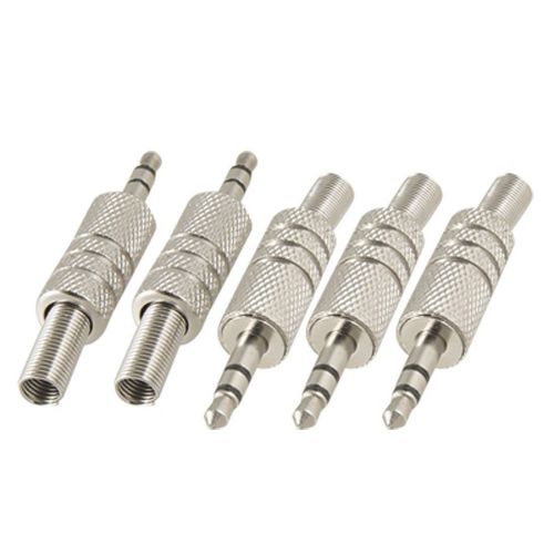 5 pcs 1/8&#034; 3.5mm Male Plug Coaxial Audio Connector Solder Silver Tone SC