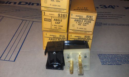 Hubbell 9361 Angle Plug Cap - 3 Pole 3 Wire 50 Amp 125Volt - New Old Stock - NOS