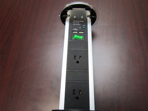 Premium countertop powerpod pop-up w/ 3 plugs &amp; 2 usbs in stainless finish - nib for sale