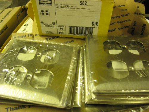 S82 HUBBELL STAINLESS STEEL DUPLEX RECEPTIACLE PLATE 2 GANG LOT of 10
