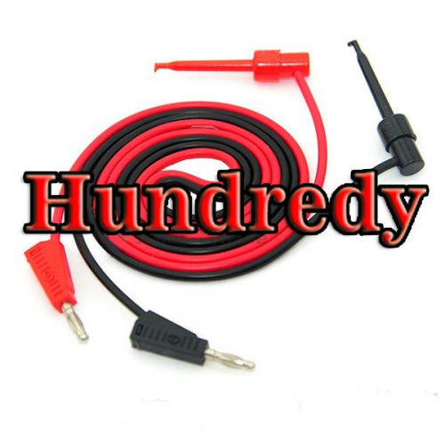 1 Set 2Pcs Black Red Stackable Banana Plug to Test Hook Probe Cable Leads 100cm