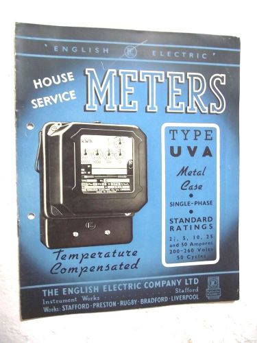 VTG BOOKLET CATALOG BROCHURE ELECTRICITY HOUSE SERVICE METERS ENGLISH ELECT 1949