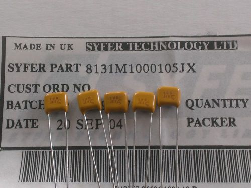 [50 pcs] syfer 1uf100v 5% pcm=5mm multilayer ceramic capacitor x7r made in uk for sale