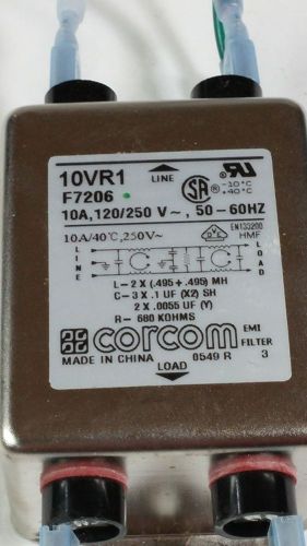 Corcom EMI FIlter 10VR1 F7206, NEW, 10A, 120/250V, 50-60HZ
