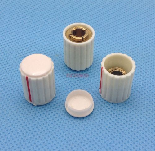 White Round Knobs,Flush brass inserts to fit 6mm shafts WK20-16-6J.5pcs