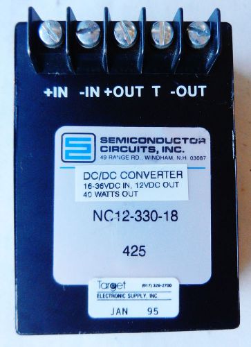 Semiconductor Circuits NC12-330-18 DC/DC Converter 12 VDC 40 Watts Out