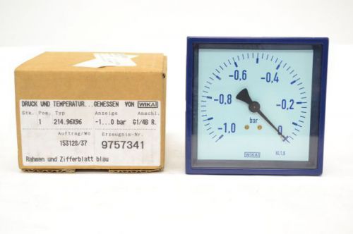 Wika 214.96x96 k11,6 0204 vacuum pressure gauge -1-0bar 1/4in npt brass b241454 for sale