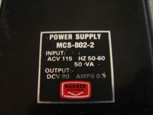 Warner Electric MCSS-802-2 Power Supply 90VDC 0.5A