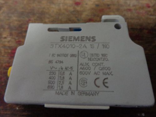 SIEMENS 3TX4010-2A   AUXILIARY  CONTACT BLOCK 1NO