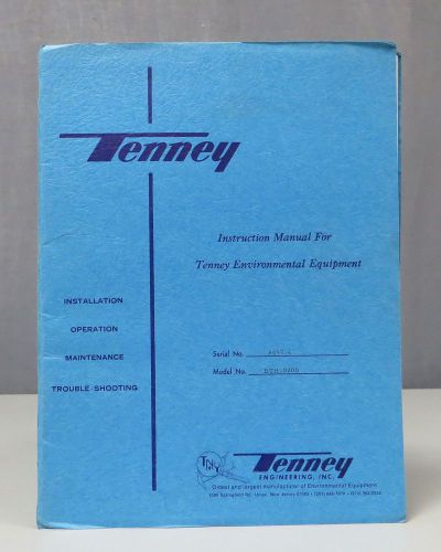 Tenney Enivronmental Equipment Model BTH-0200 Benchmaster Instruction Manual