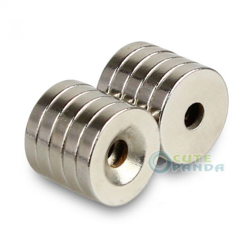 10x Super Strong Round Magnets 15mm x 3mm Hole 4mm Disc Rare Earth Neodymium N38