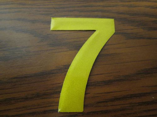 7 (Seven), Adhesive Fire Helmet Numbers, Lime/Yellow, Lot of 13, NEW